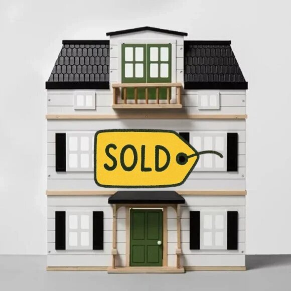 Hearth & Hand Magnolia Wood Toy Doll Townhouse with‎ Furniture -13pc Set - Picture 1 of 9